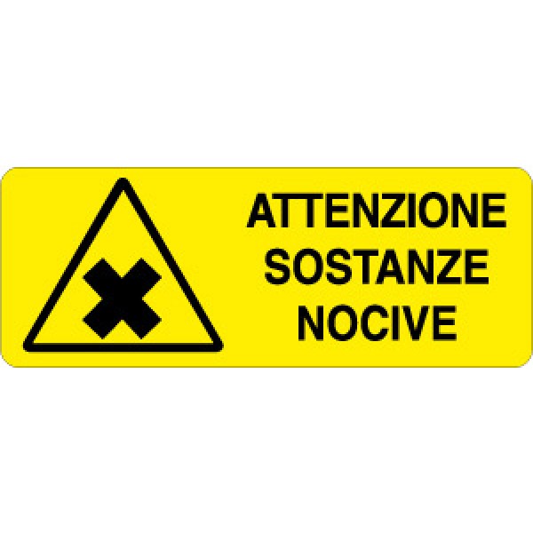 Etichetta autoadesiva formato mm 330x125 attenzione sostanze nocive