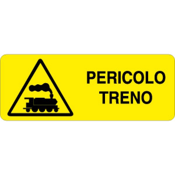 Etichetta autoadesiva formato mm 330x125 pericolo treno