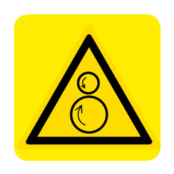 Cartello in alluminio lato mm 150 pittogramma organi in movimento