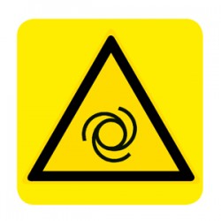 Cartello in alluminio lato mm 150 pittogramma pericolo avviamento automat