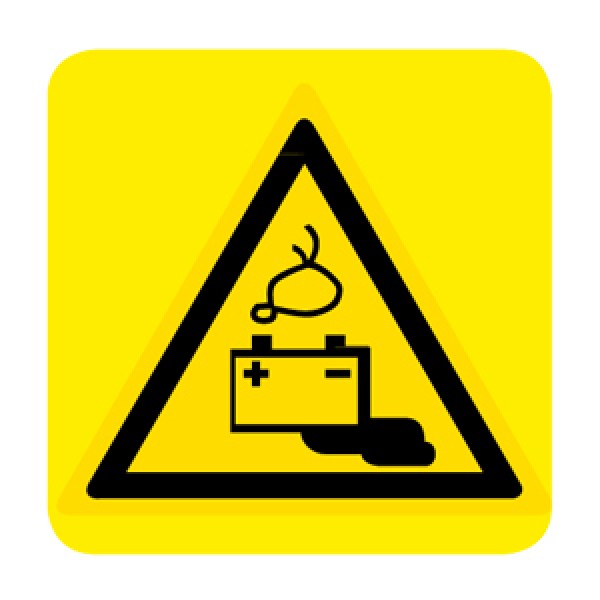 Cartello in alluminio lato mm 150 pittogramma pericolo battenzione in fase car