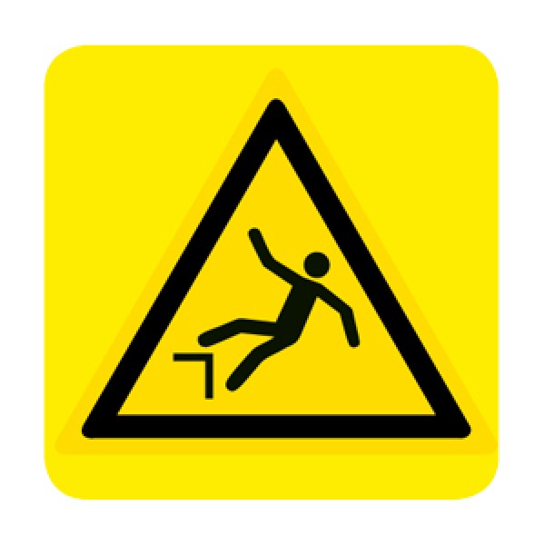 Cartello in alluminio lato mm 150 pittogramma pericolo caduta c/dislivello