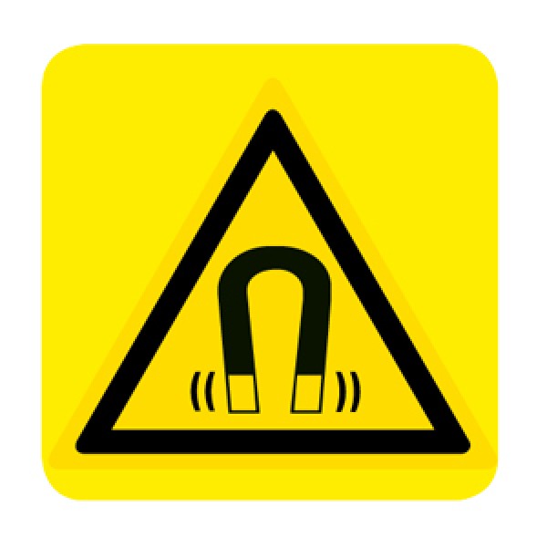 Cartello in alluminio lato mm 150 pittogramma pericolo campo magnetico