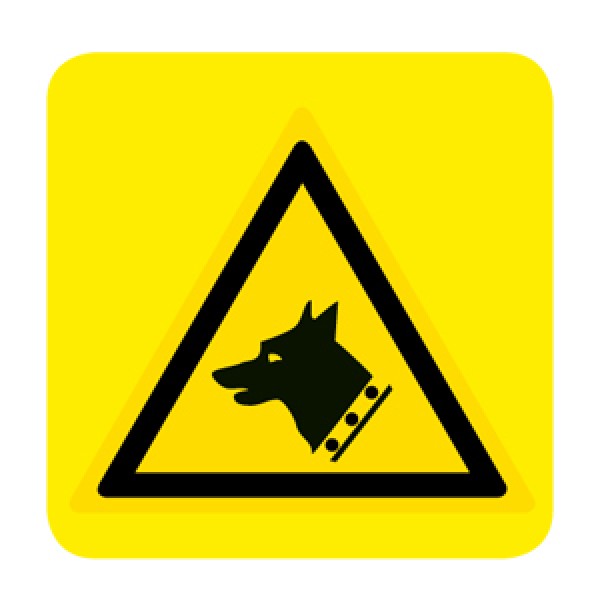 Cartello in alluminio lato mm 150 pittogramma pericolo cane da guardia