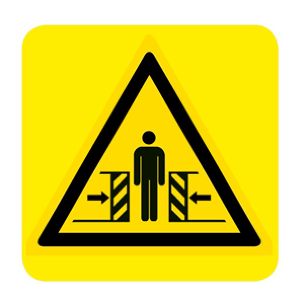 Cartello in alluminio lato mm 150 pittogramma pericolo di schiacciamento