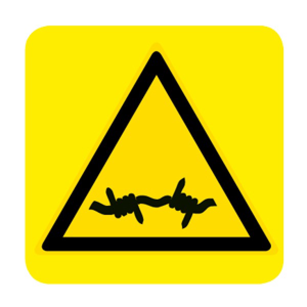 Cartello in alluminio lato mm 150 pittogramma pericolo filo spinato