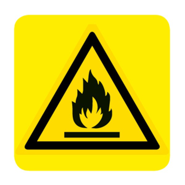 Cartello in alluminio lato mm 150 pittogramma pericolo mat.infiammabile