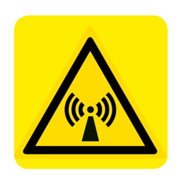 Cartello in alluminio lato mm 150 pittogramma pericolo radiaz.non ionizzan