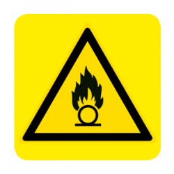 Cartello in alluminio lato mm 150 pittogramma pericolo sost.comburenti