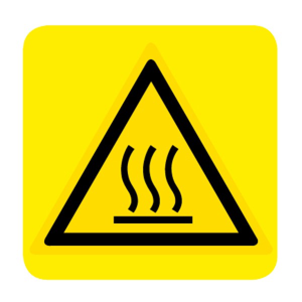 Cartello in alluminio lato mm 150 pittogramma pericolo superf.calda