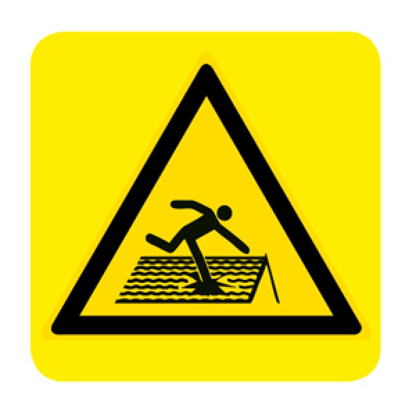 Cartello in alluminio lato mm 150 pittogramma pericolo tetto fragile