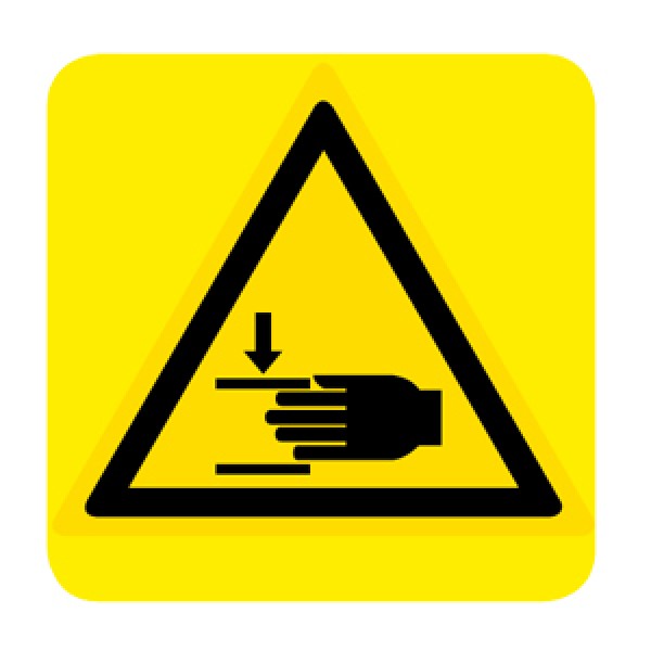 Cartello in alluminio lato mm 150 pittogramma schiacciamento mani