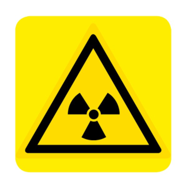Cartello in alluminio lato mm 250 pittogramma per.mat.radioat/rad.ioniz (w003019m)