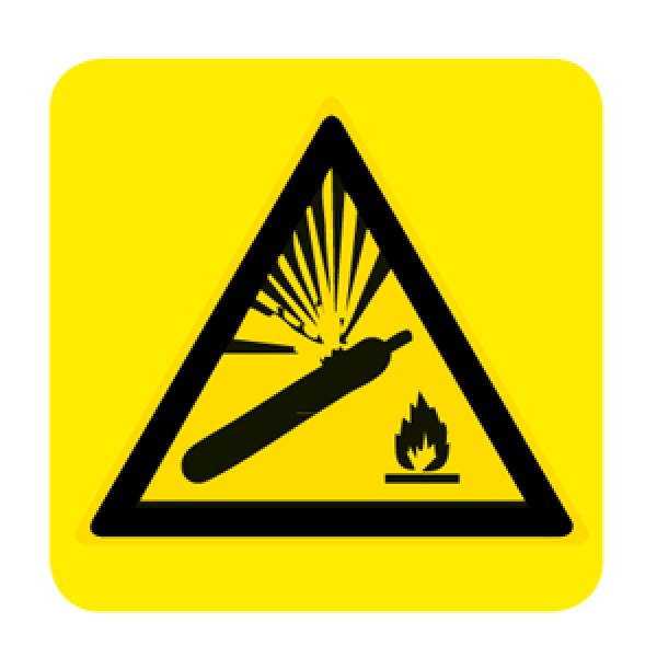 Cartello in alluminio lato mm 250 pittogramma pericolo bombole in pression (w029050m)