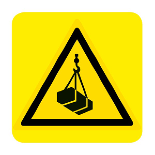 Etichetta autoadesiva lato mm 150 pittogramma pericolo carichi sospesi Etichetta autoadesiva lato mm 150 pittogramma pericolo carichi sospesi