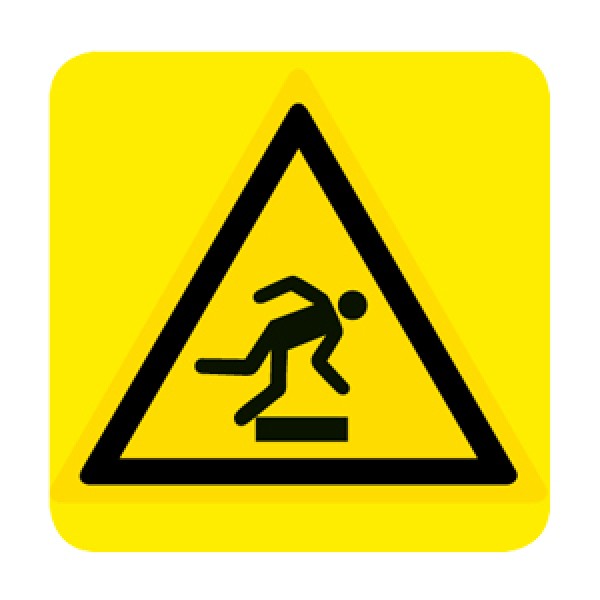 Etichetta autoadesiva lato mm 150 pittogramma pericolo ostacolo in basso Etichetta autoadesiva lato mm 150 pittogramma pericolo ostacolo in basso