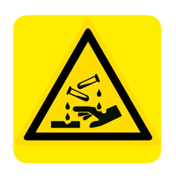 Etichetta autoadesiva lato mm 150 pittogramma pericolo sostanze corrosive Etichetta autoadesiva lato mm 150 pittogramma pericolo sostanze corrosive