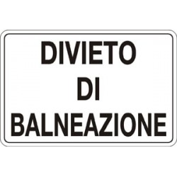 Cartello in alluminio formato mm 600x400 divieto di balneazione