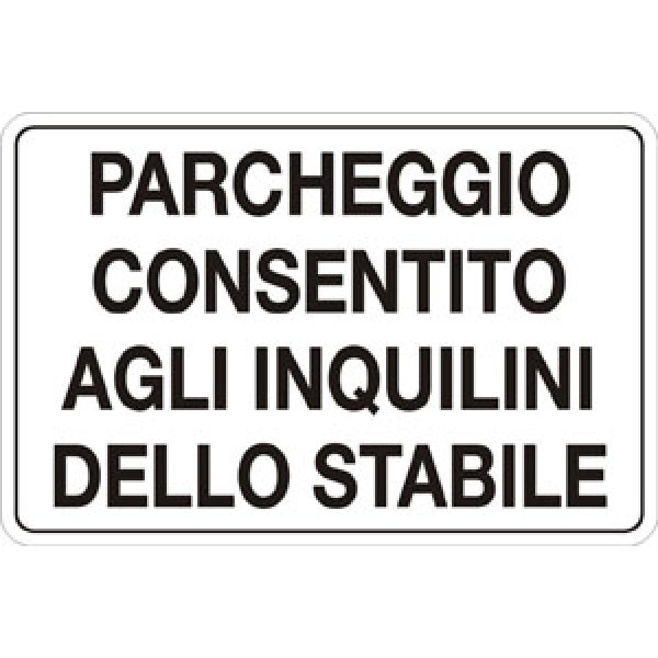 Cartello in alluminio formato mm 600x400 parcheggio cons inquilini