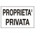 Cartello in alluminio formato mm 600x400 proprieta' privata