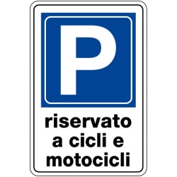 Cartello in alluminio scatolato formato mm 400x6 parcheggio riservietato cicli motoc