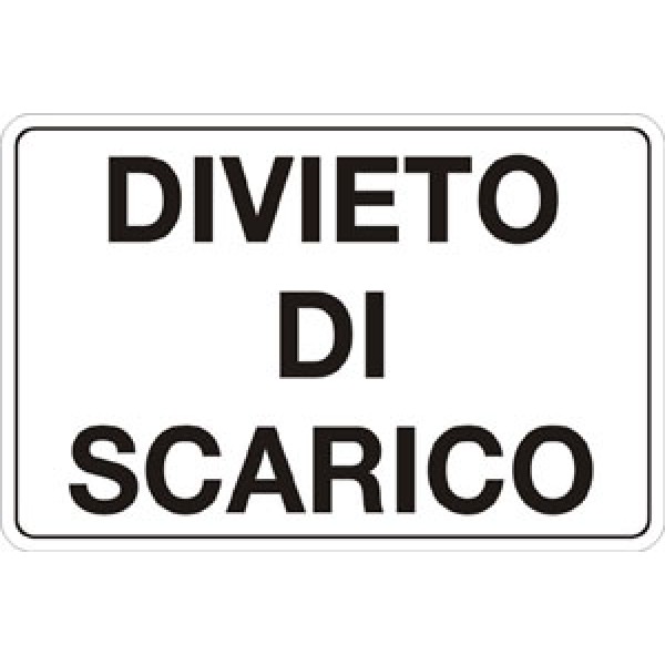 Cartello in alluminio scatolato formato mm 600x 400 divieto di scarico