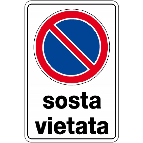 Cartello in lamiera scatolato formato mm 400x 600 sosta vietata