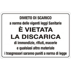 Cartello in lamiera scatolato formato mm 600x 400 vietata la discarica