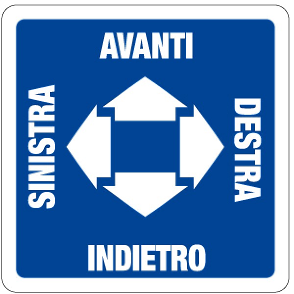 Cartello in alluminio formato mm 200 avanti destra indietro sin