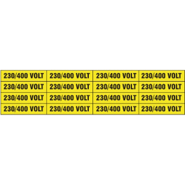 Foglio distributore formato mm 240x60 da 16 etichette 230/400 volt