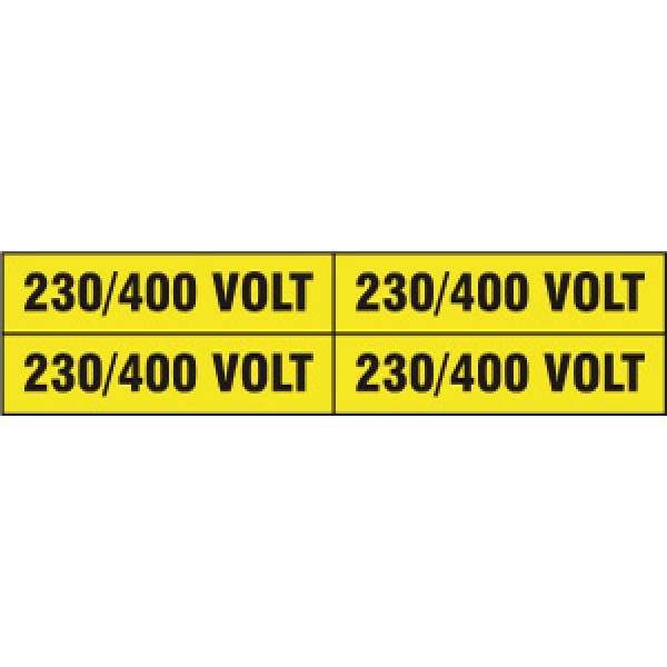 Foglio distributore formato mm 240x60 da 4 etichette 230/400 volt