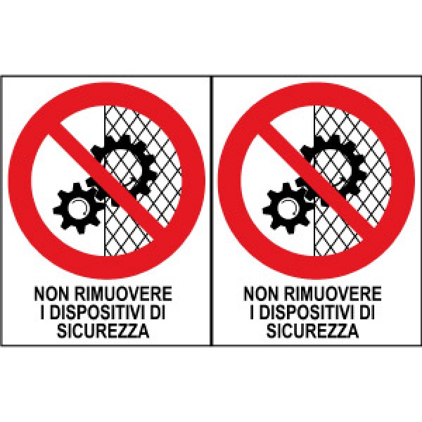 Foglio distributore formato mm 250x160 da 2 et non rimuovere dispositivi sic