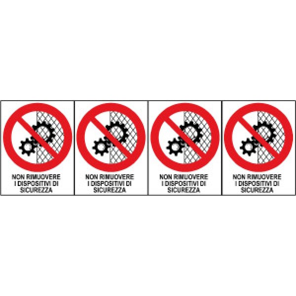 Foglio distributore formato mm 250x80 da 4 et non rimuovere dispositivi sic